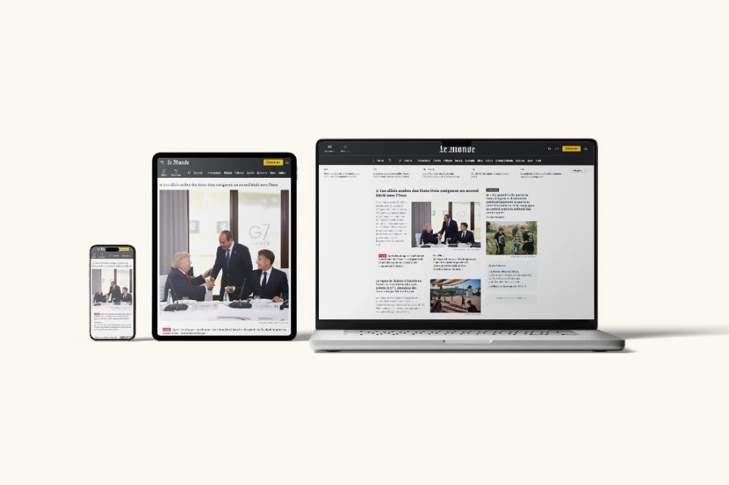 Le Monde across phone, tablet and laptop